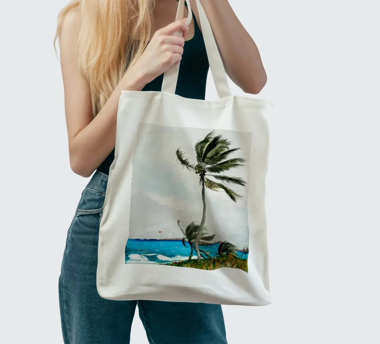 Palm Tree borsa in juta da Second Canvas