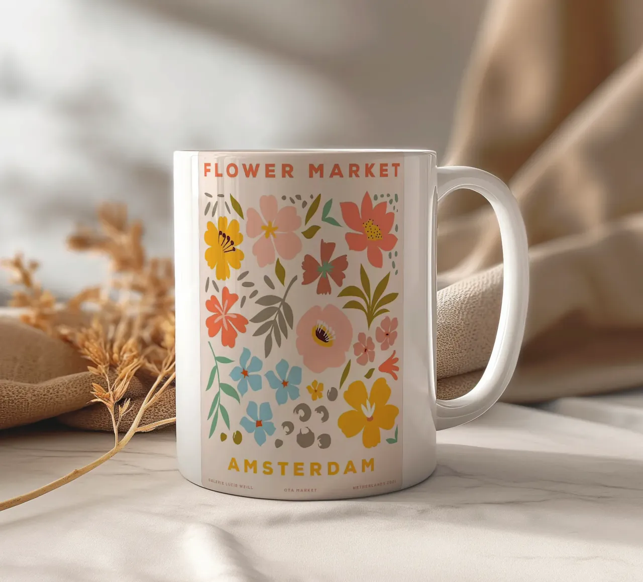 Mercato dei fiori di Amsterdam tazza in ceramica da Klia M_Art