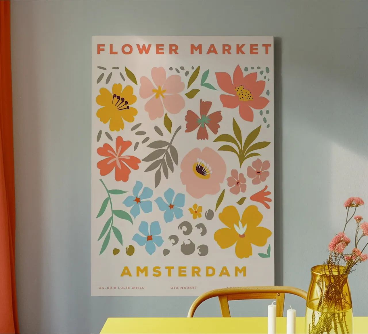 Mercato dei fiori di Amsterdam tela con Cornice a cassetta da Klia M_Art
