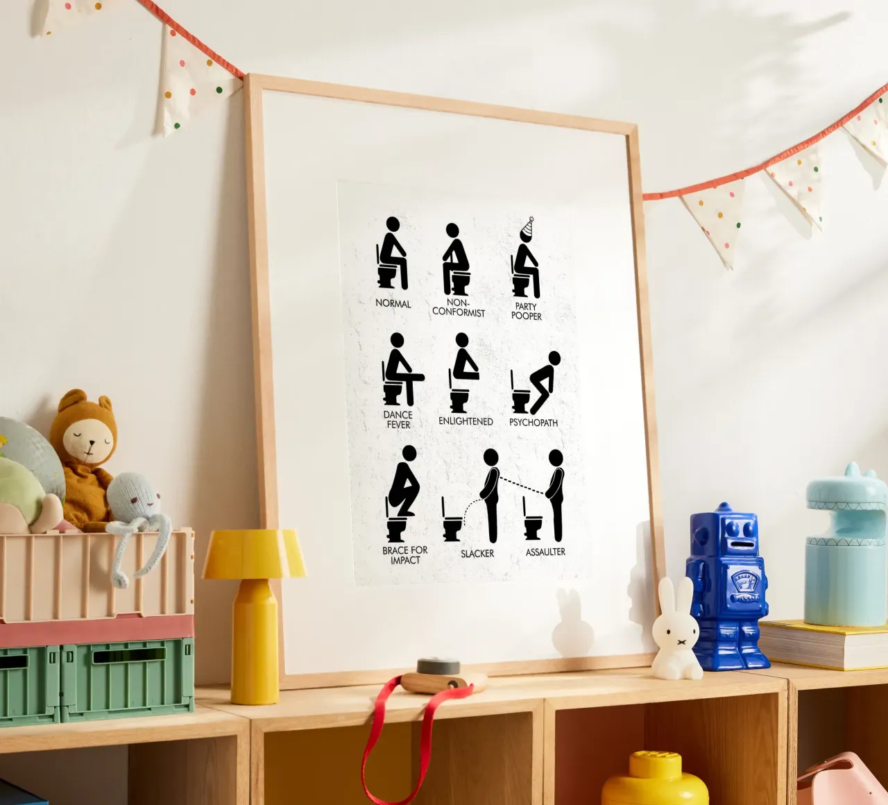 PERSONALITÀ DEL BAGNO poster con telaio in plastica da Dale Edward YoungJr