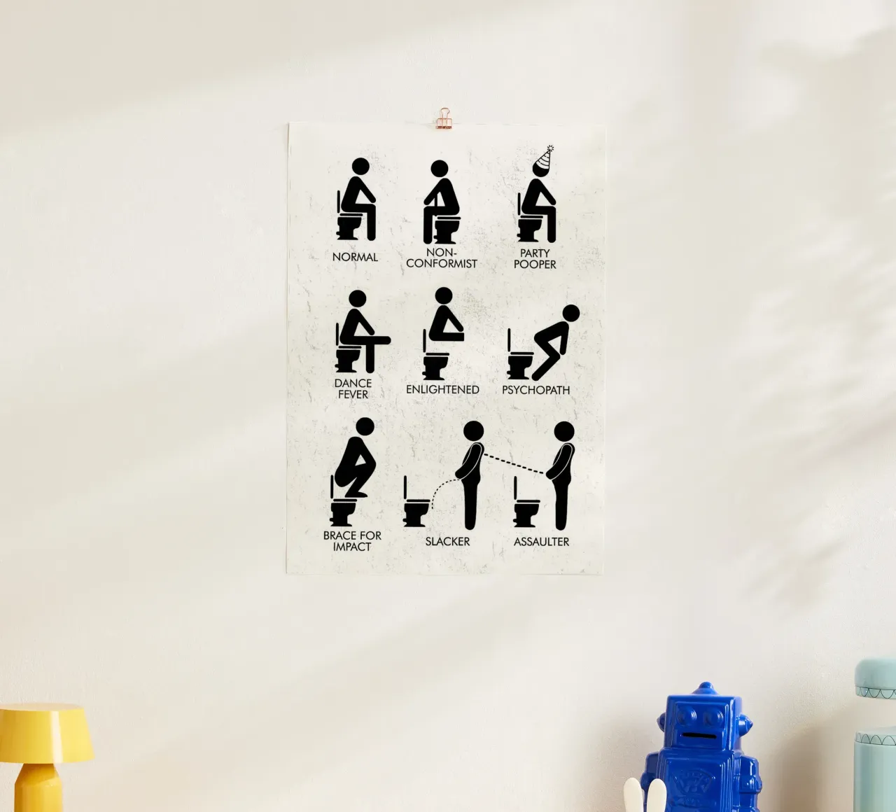PERSONALITÀ DEL BAGNO poster con telaio in plastica da Dale Edward YoungJr