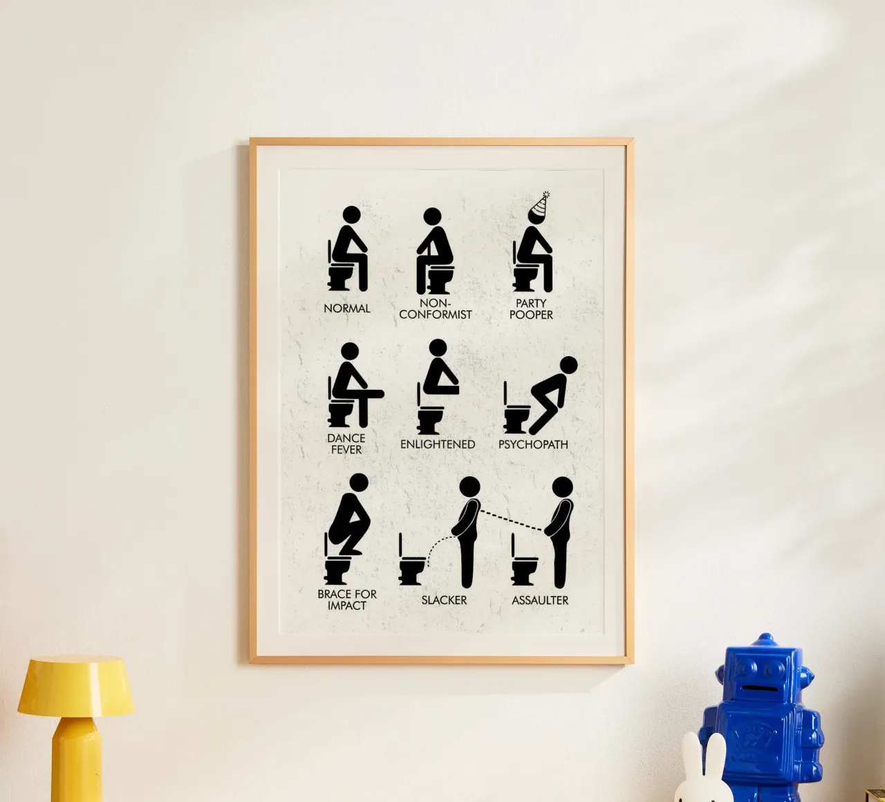 PERSONALITÀ DEL BAGNO poster con telaio in plastica da Dale Edward YoungJr