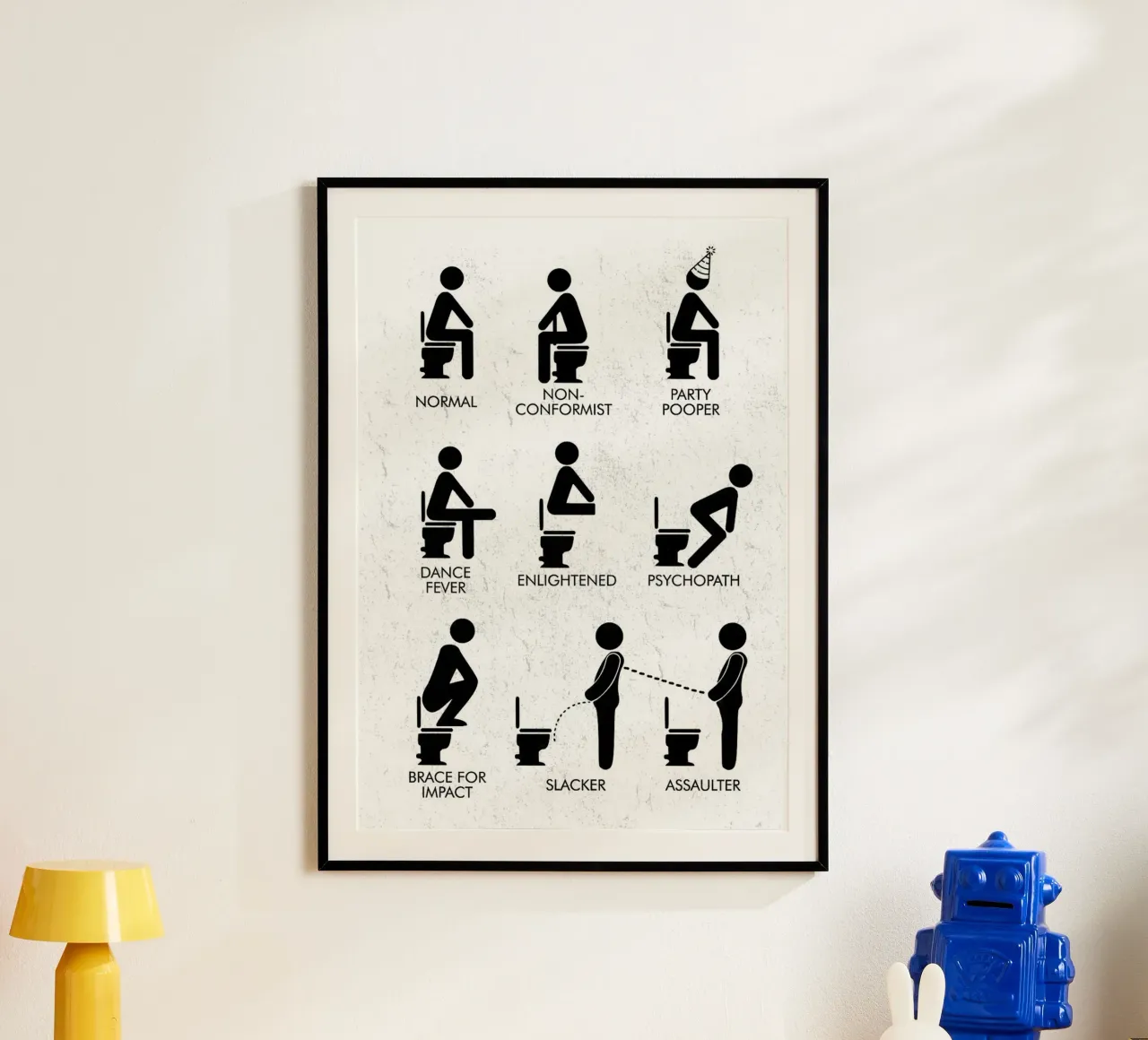PERSONALITÀ DEL BAGNO poster con telaio in plastica da Dale Edward YoungJr