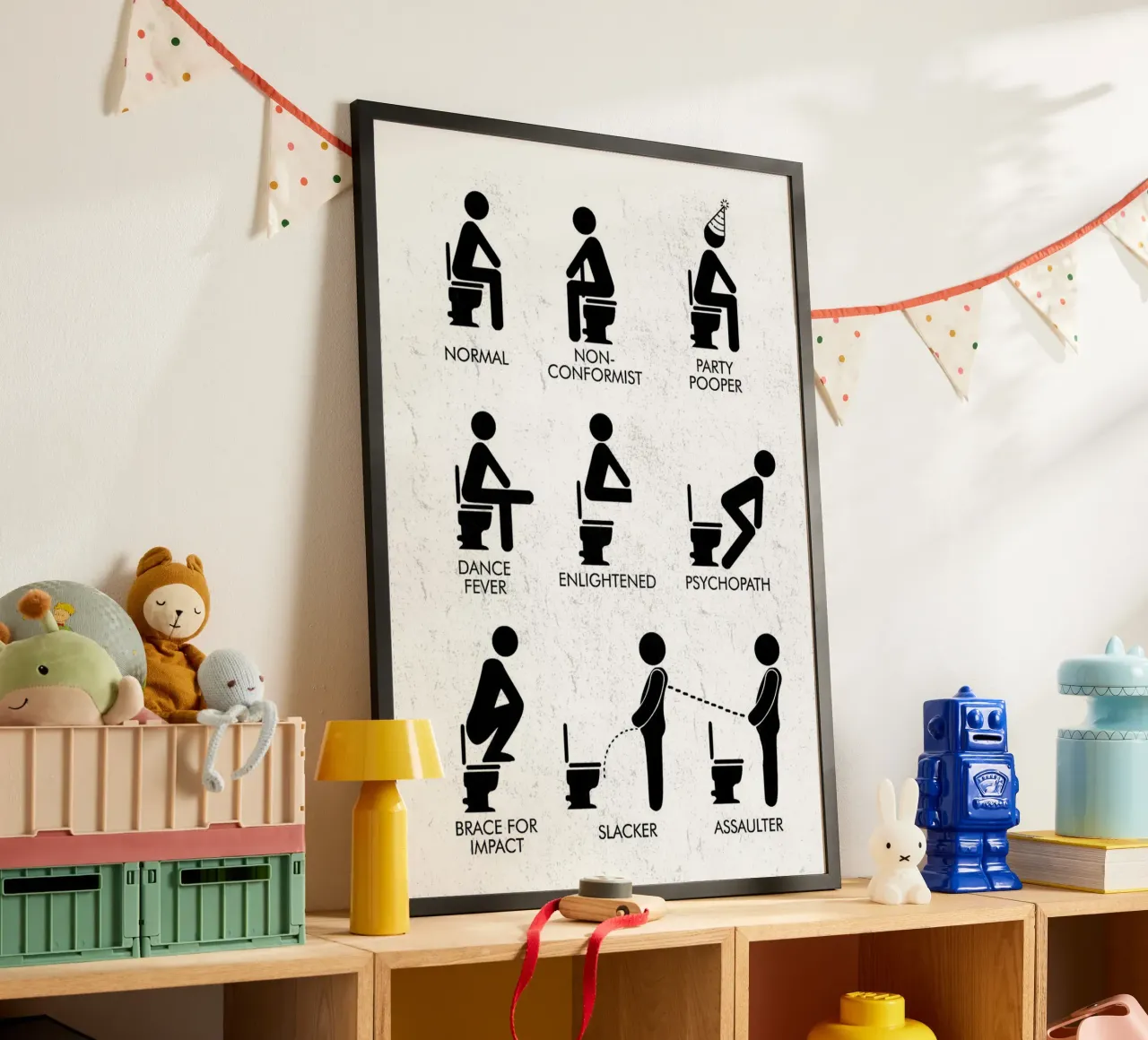 PERSONALITÀ DEL BAGNO poster con telaio in plastica da Dale Edward YoungJr