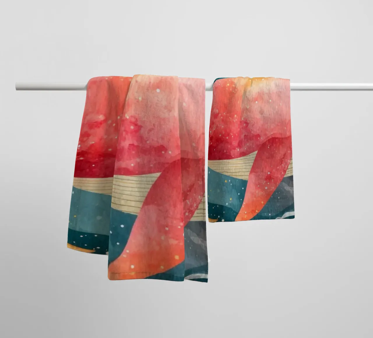 Baleine rose rêveuse flottant dans un ciel étoilé serviette de bain de Modern Muse