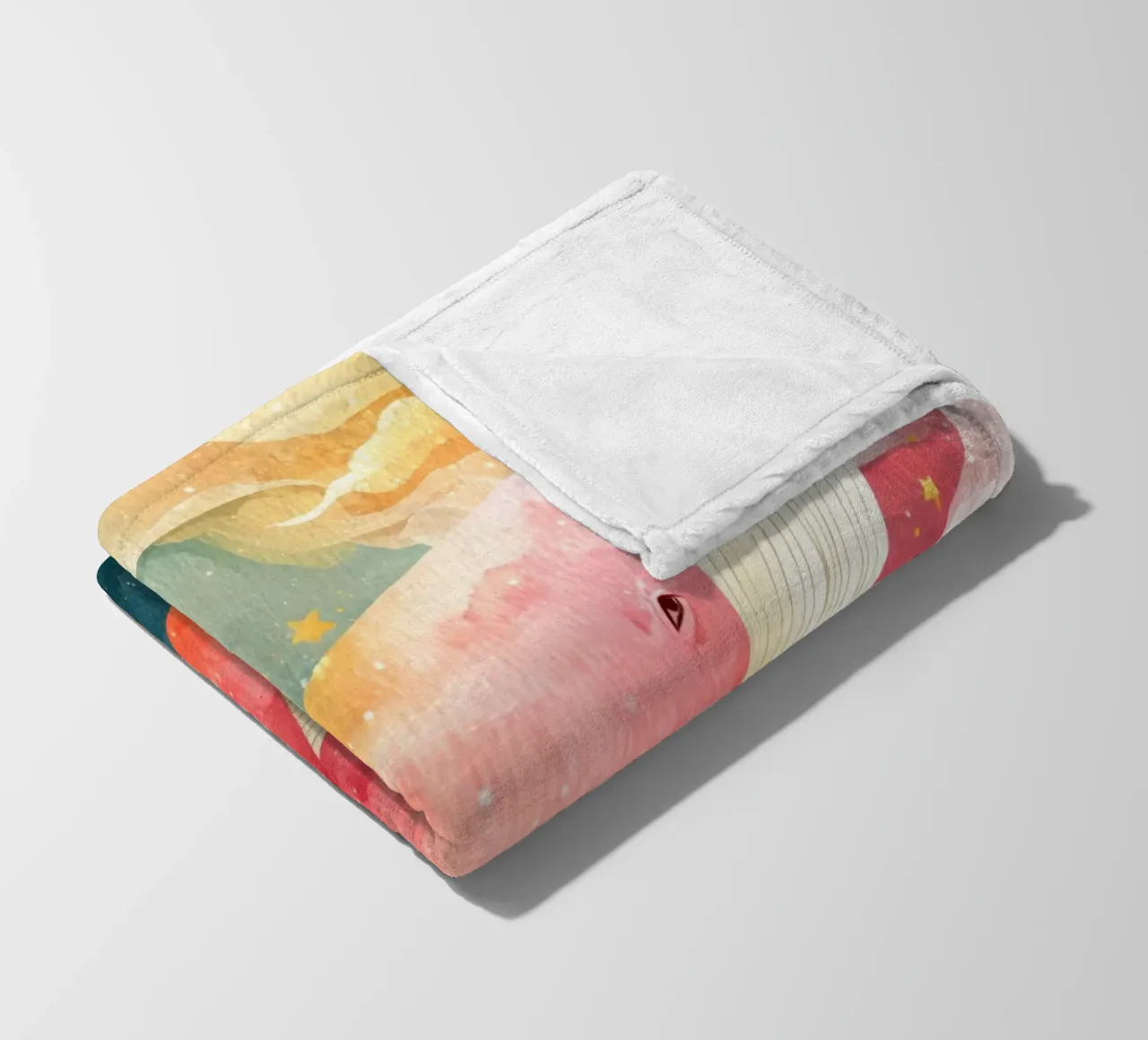 Dreamy Pink Whale Floating Through a Starry Night Sky fleece blanket by Modern Muse