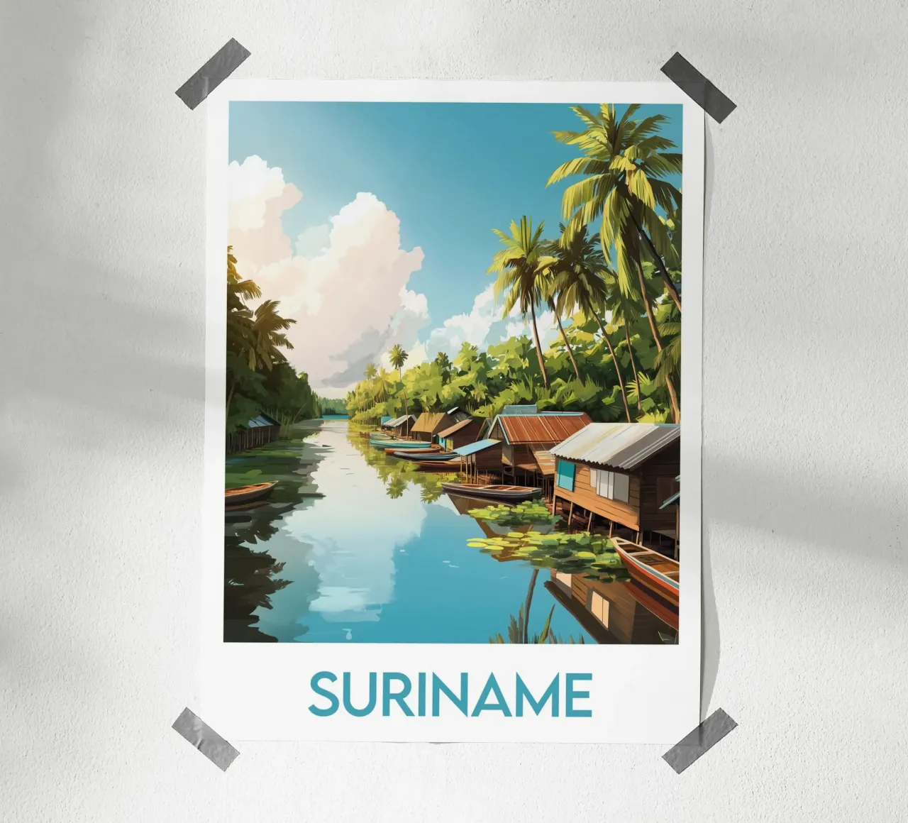 Affiche Suriname poster con telaio in legno da Frame the World