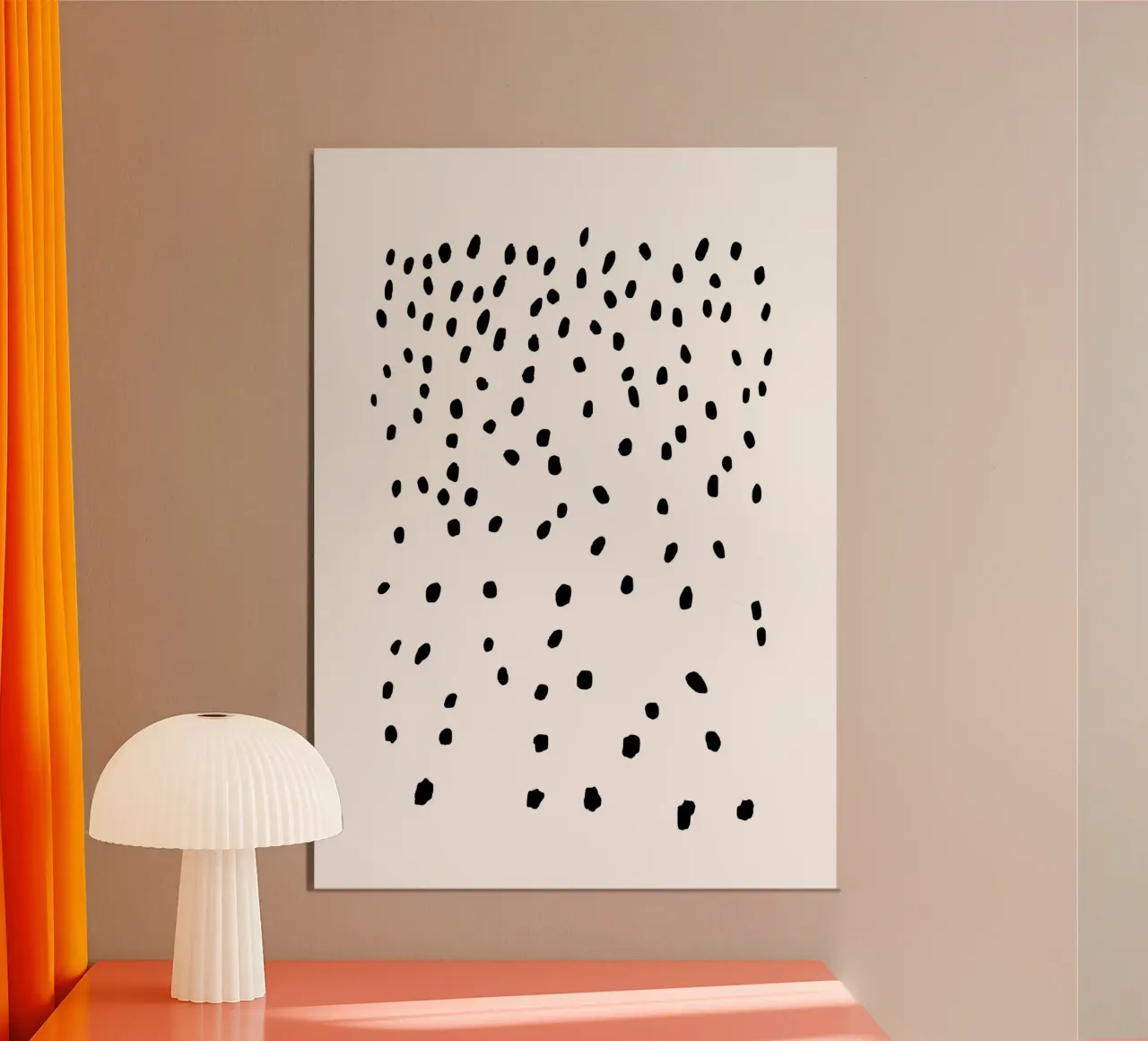 Puntini in bianco e nero poster con telaio in legno da Second Canvas