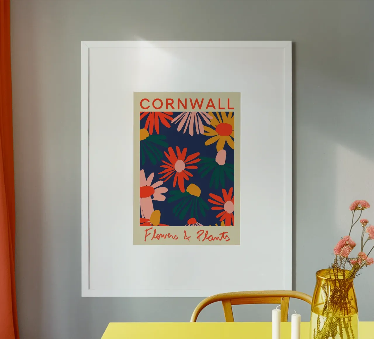 Mercato dei fiori della Cornovaglia poster con telaio in alluminio da Klia M_Art
