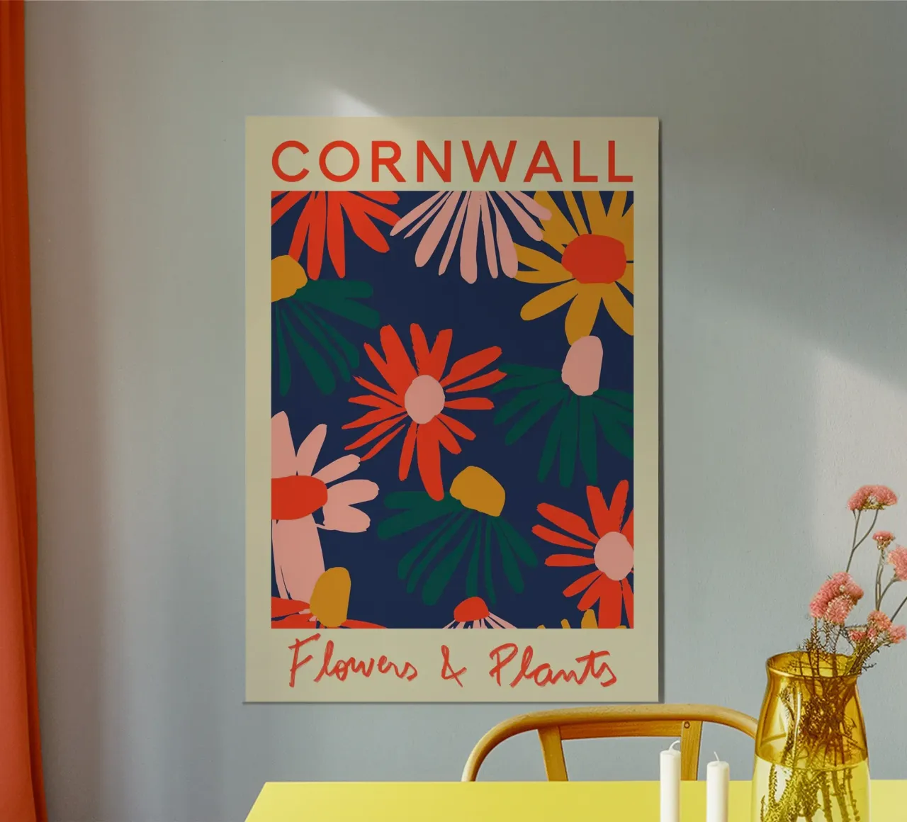 Mercato dei fiori della Cornovaglia poster con telaio in alluminio da Klia M_Art