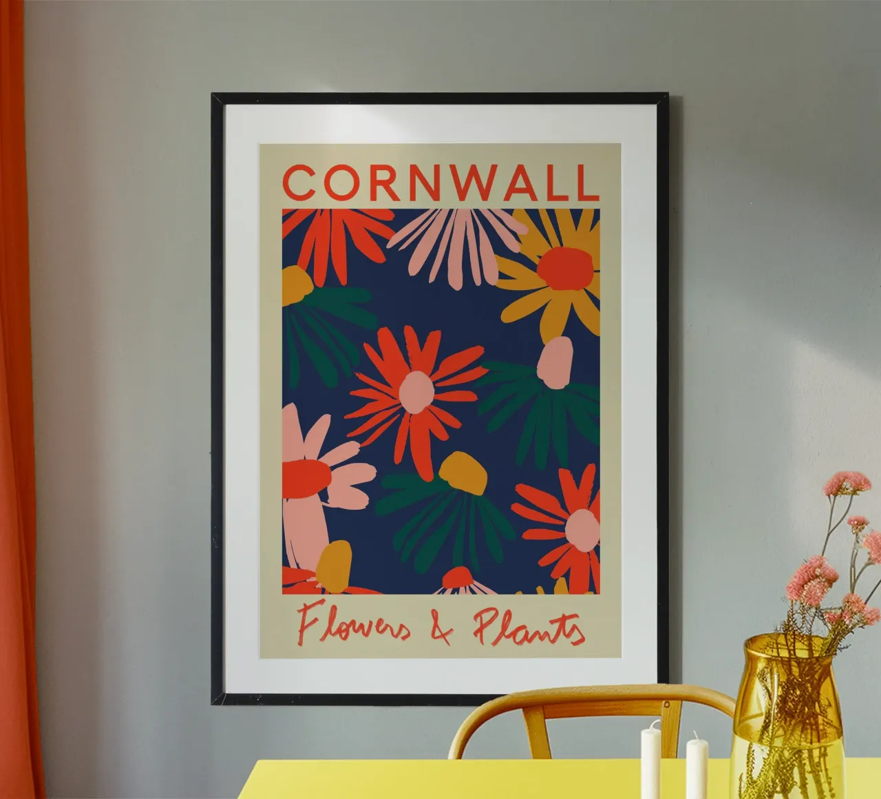 Mercato dei fiori della Cornovaglia poster con telaio in alluminio da Klia M_Art