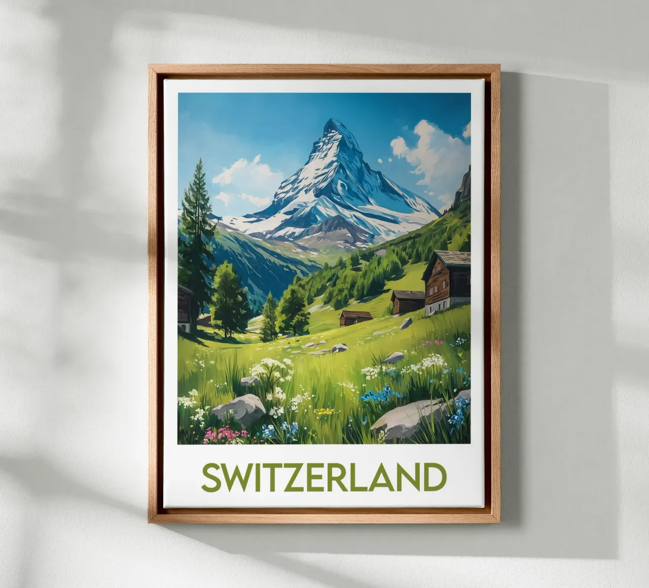 Affiche Zwitserland canvas met Baklijst van Frame the World