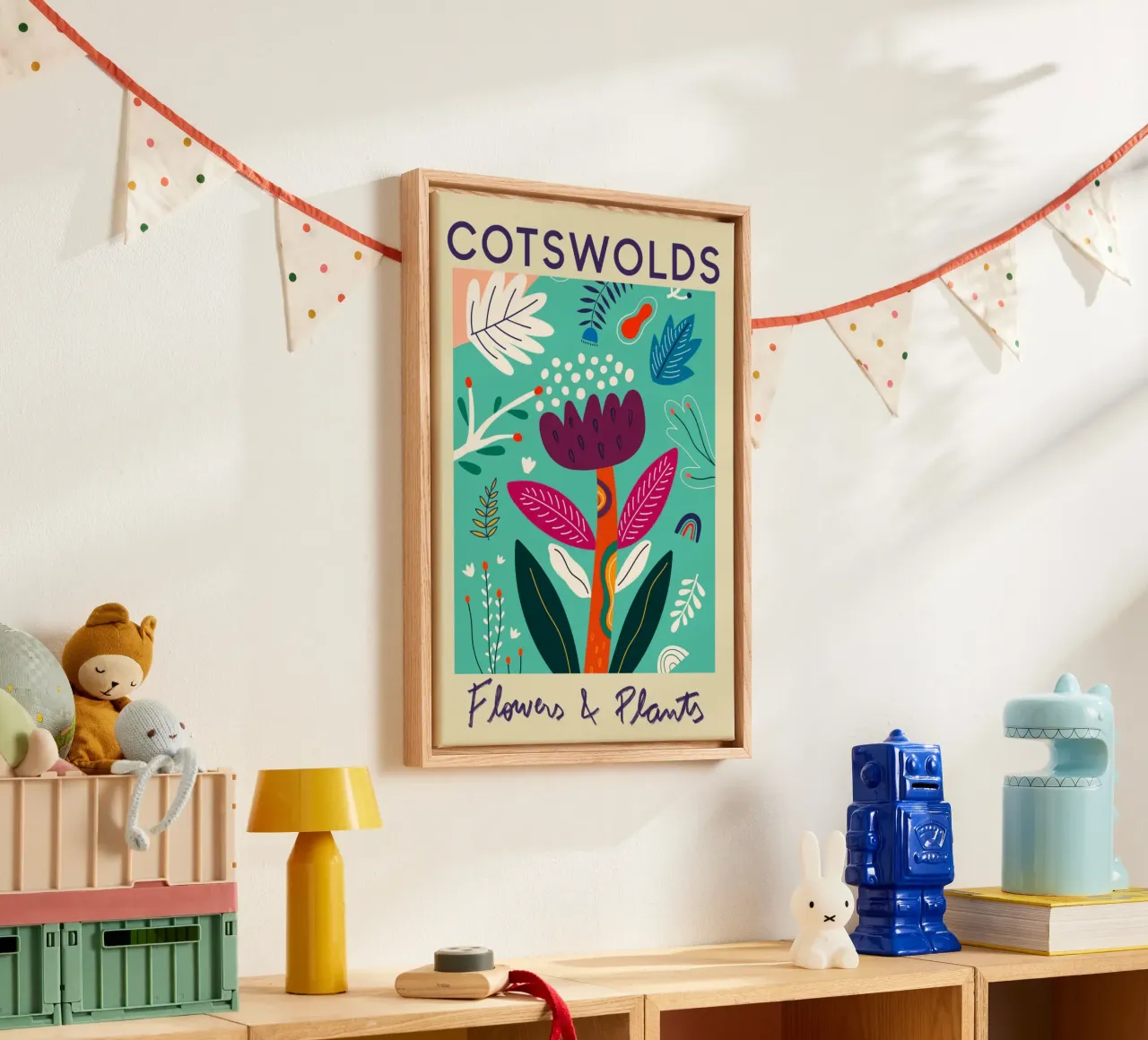Mercato dei fiori di Cotswolds tela con Cornice a cassetta da Klia M_Art