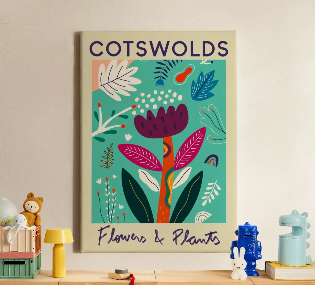 Mercato dei fiori di Cotswolds tela con Cornice a cassetta da Klia M_Art