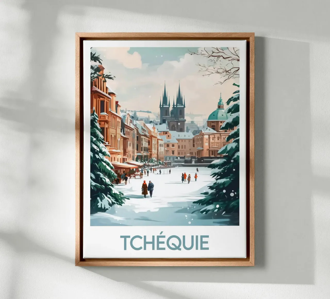 Poster Tschechien Leinwand mit Schattenfugenrahmen von Frame the World