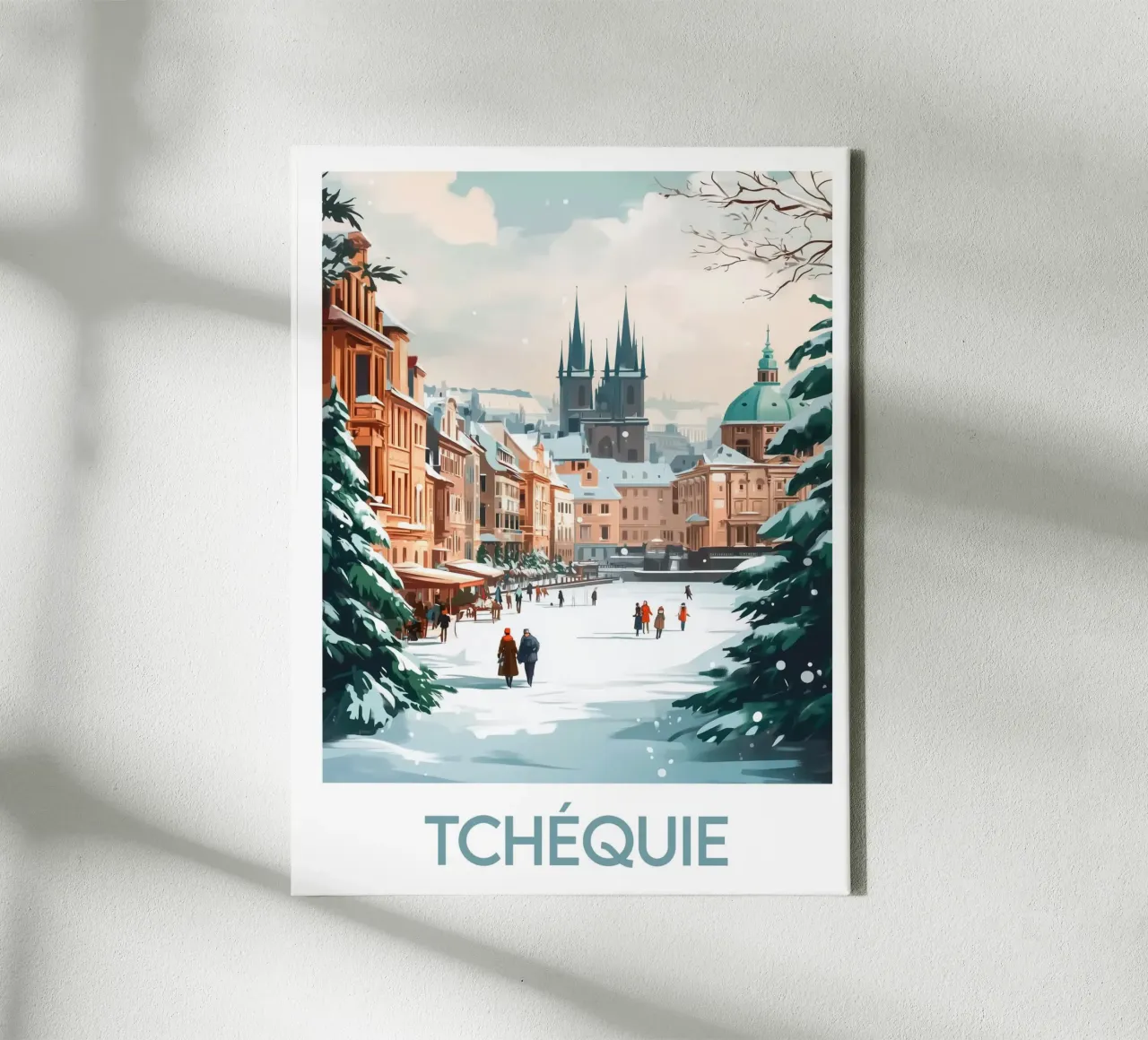 Poster Tschechien Leinwand mit Schattenfugenrahmen von Frame the World