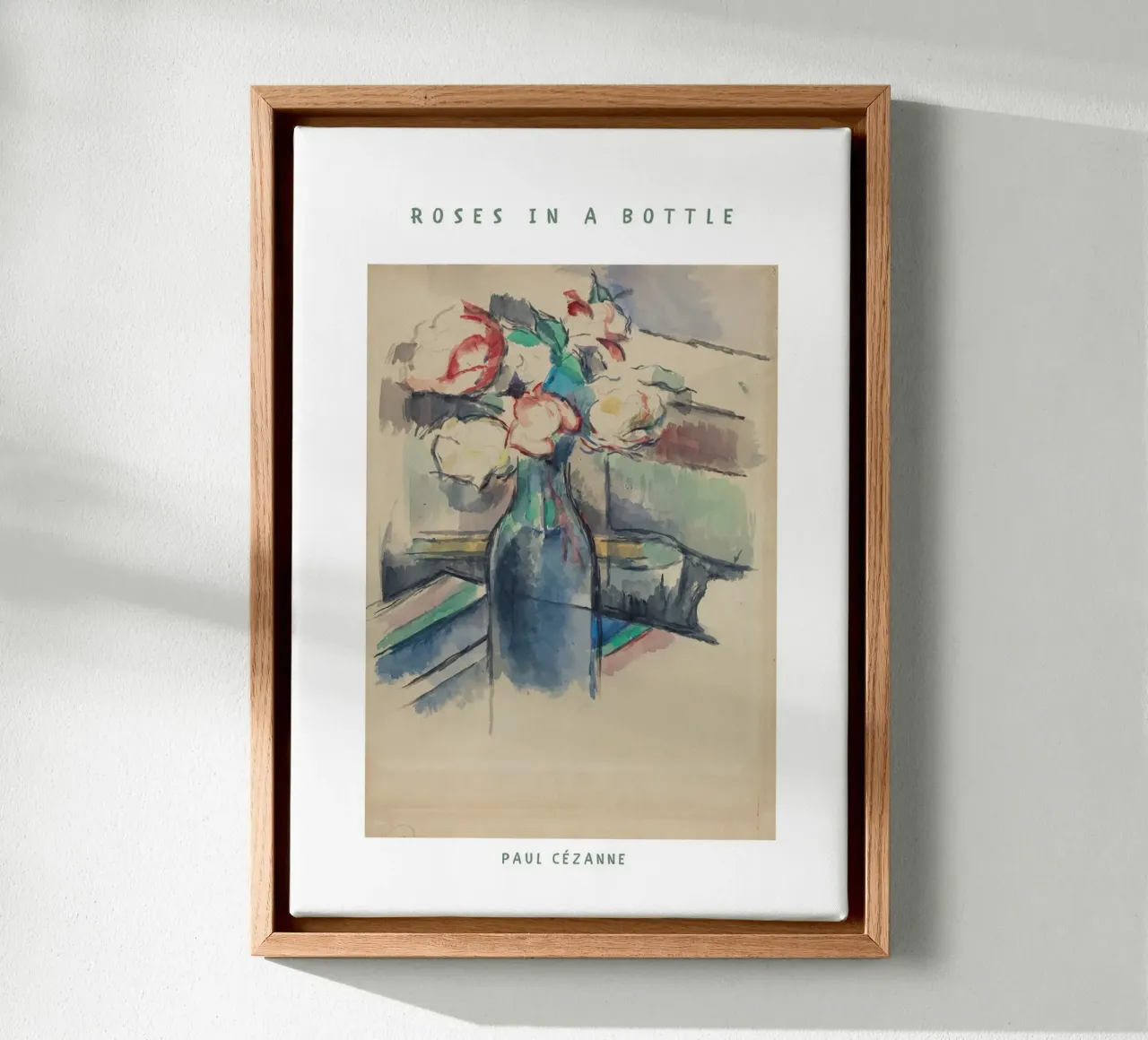 Paul Cézanne - Roses in a Bottle canvas met Baklijst van Second Canvas
