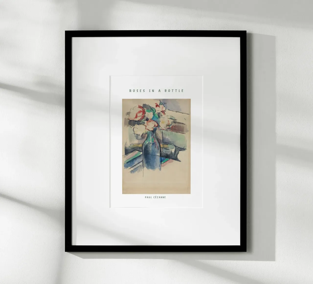 Paul Cézanne - Roses in a Bottle poster con telaio in plastica da Second Canvas