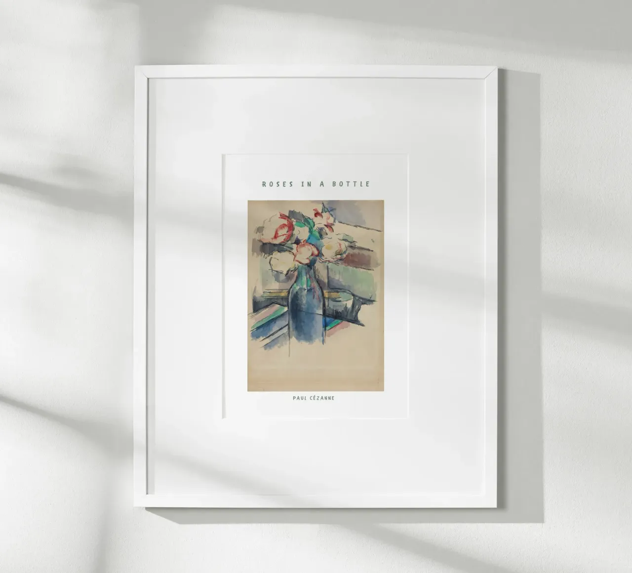 Paul Cézanne - Roses in a Bottle poster con telaio in plastica da Second Canvas