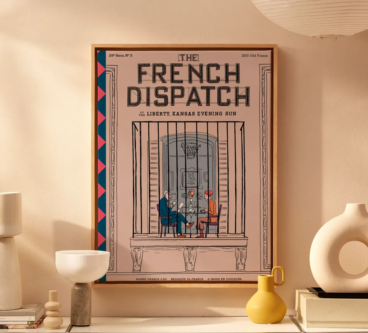 Het creatieve team ontwierp The French Dispatch canvas met Baklijst van MIa_Dispath