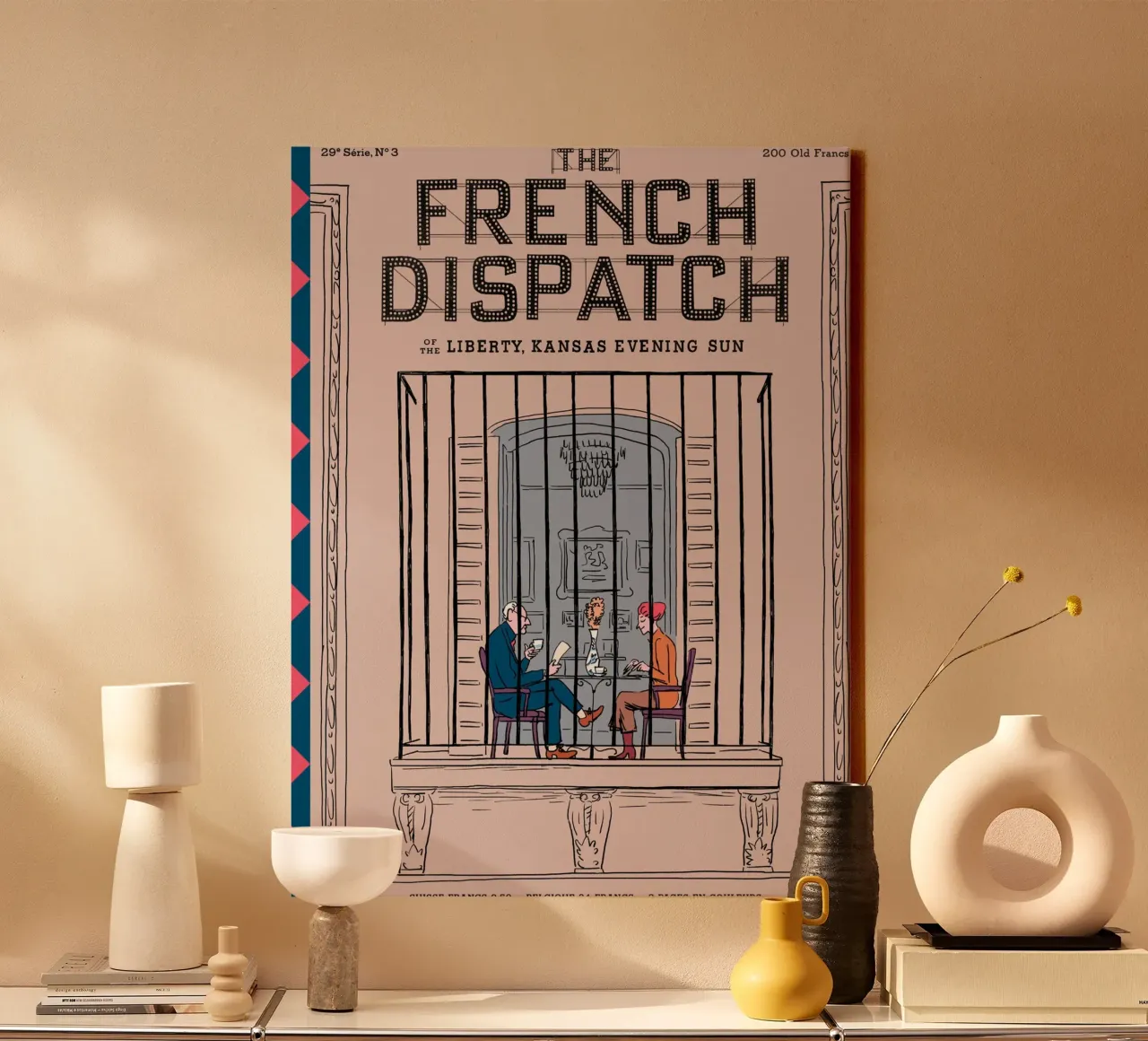 Het creatieve team ontwierp The French Dispatch canvas met Baklijst van MIa_Dispath