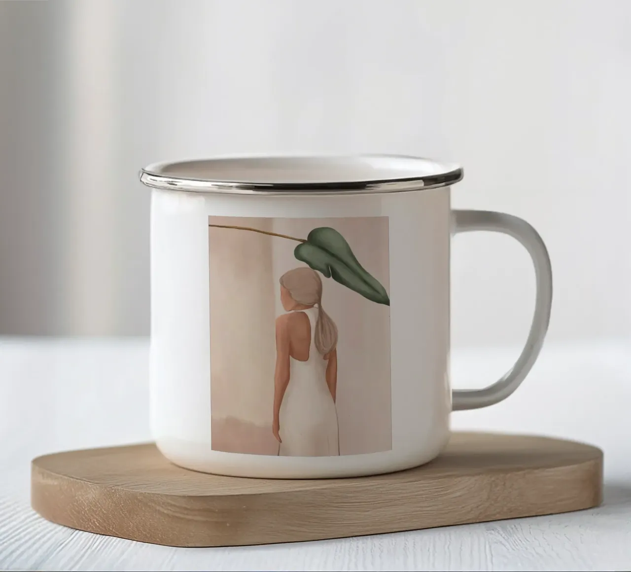 Abstract Woman in a Dress Emaille Tasse von cityart
