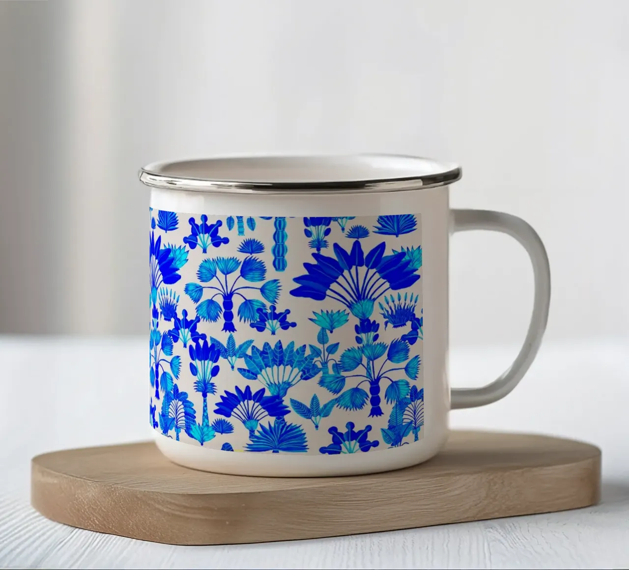 Giardino esotico blu tazza in smalto da SilverPegasus