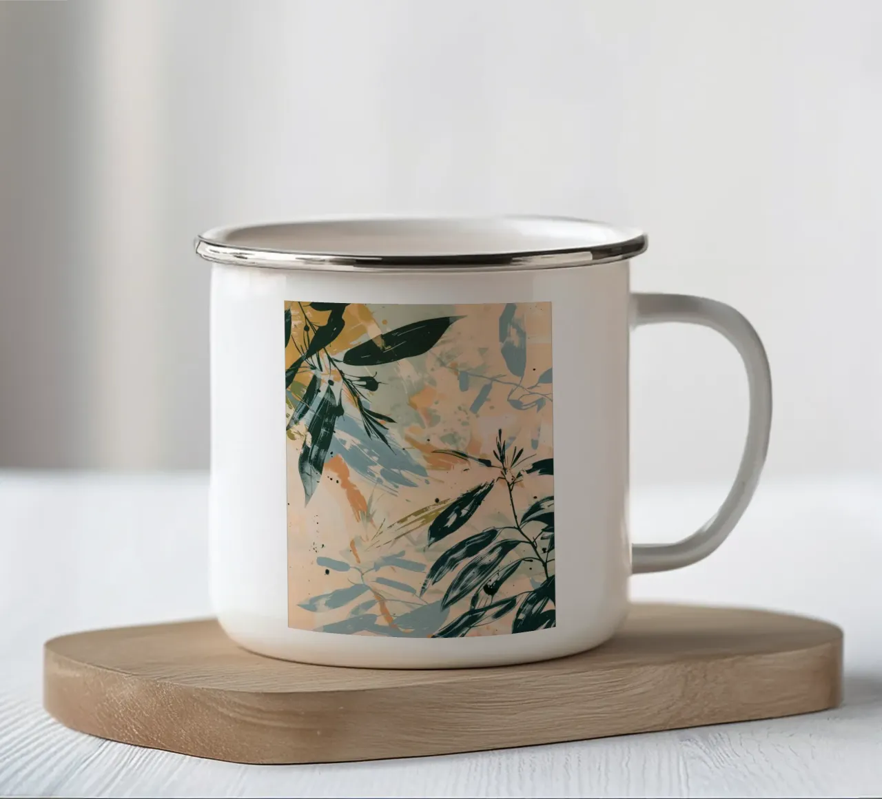 Leaves Tropical B tazza in smalto da Mateo
