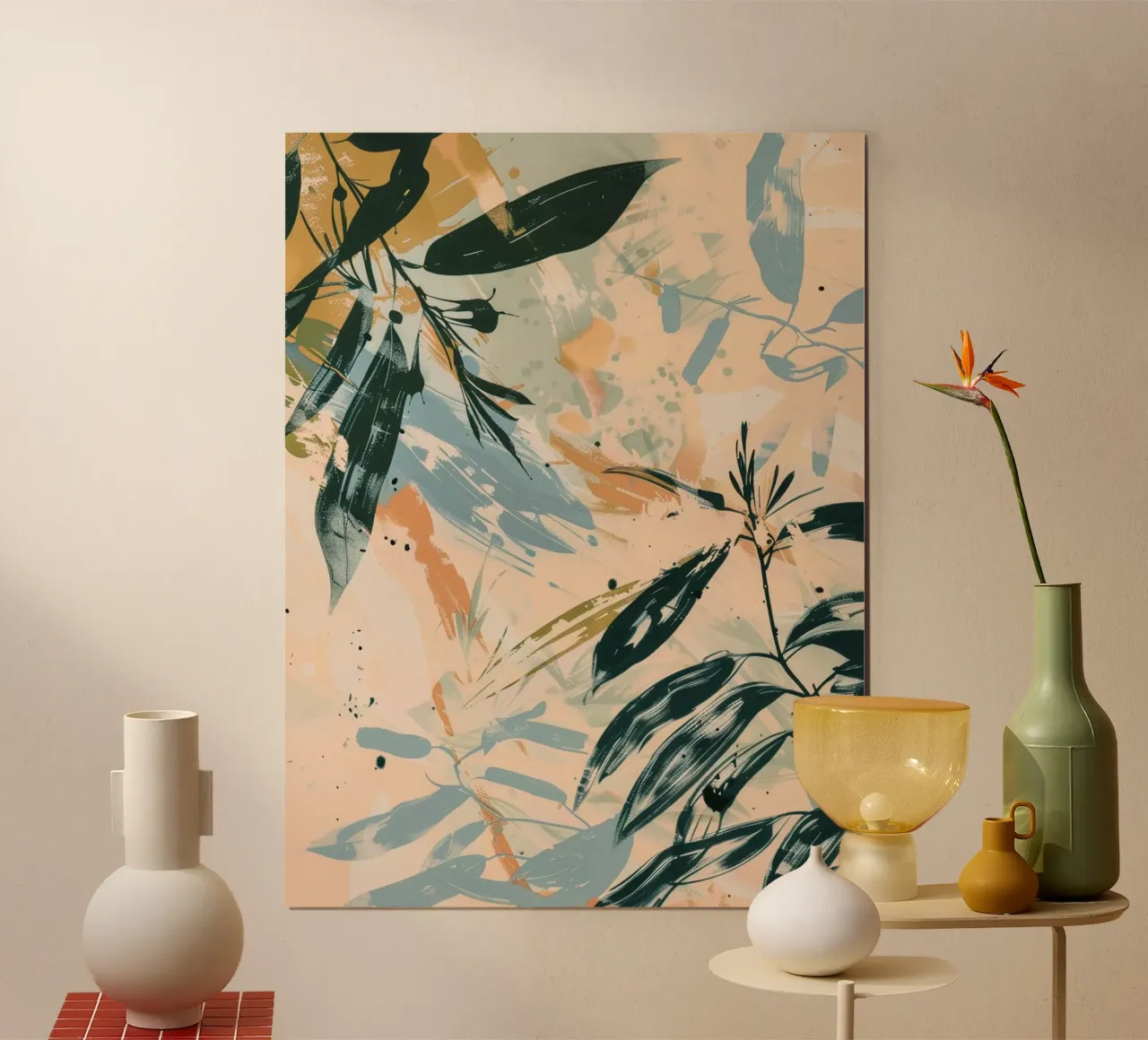 Leaves Tropical B poster con telaio in alluminio da Mateo