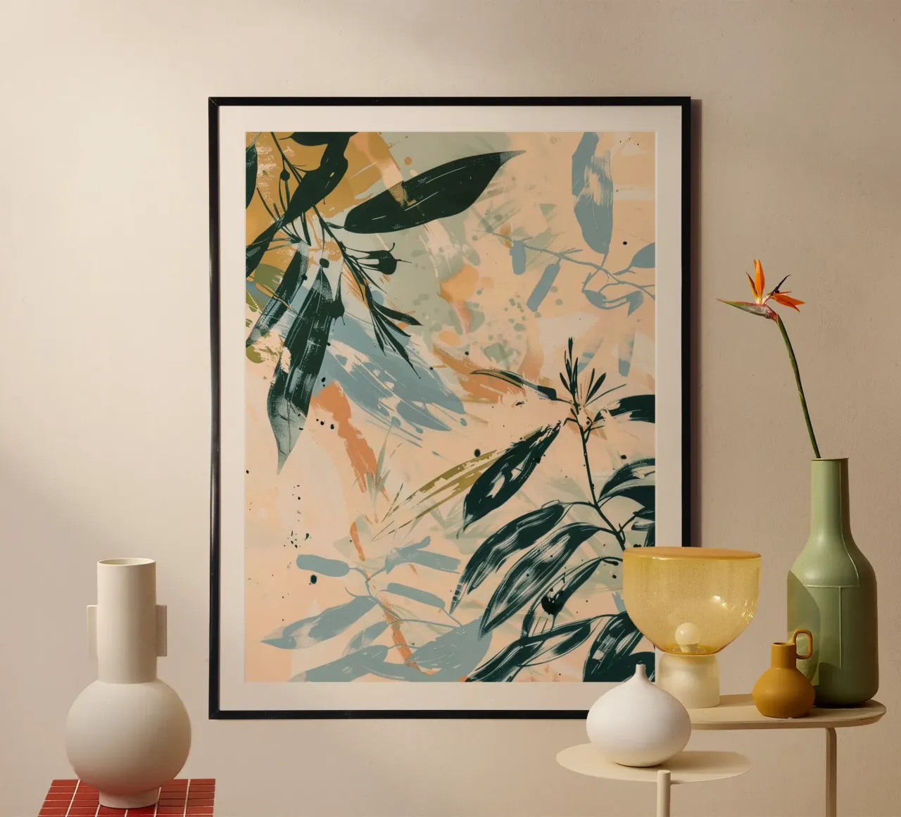 Leaves Tropical B poster con telaio in alluminio da Mateo