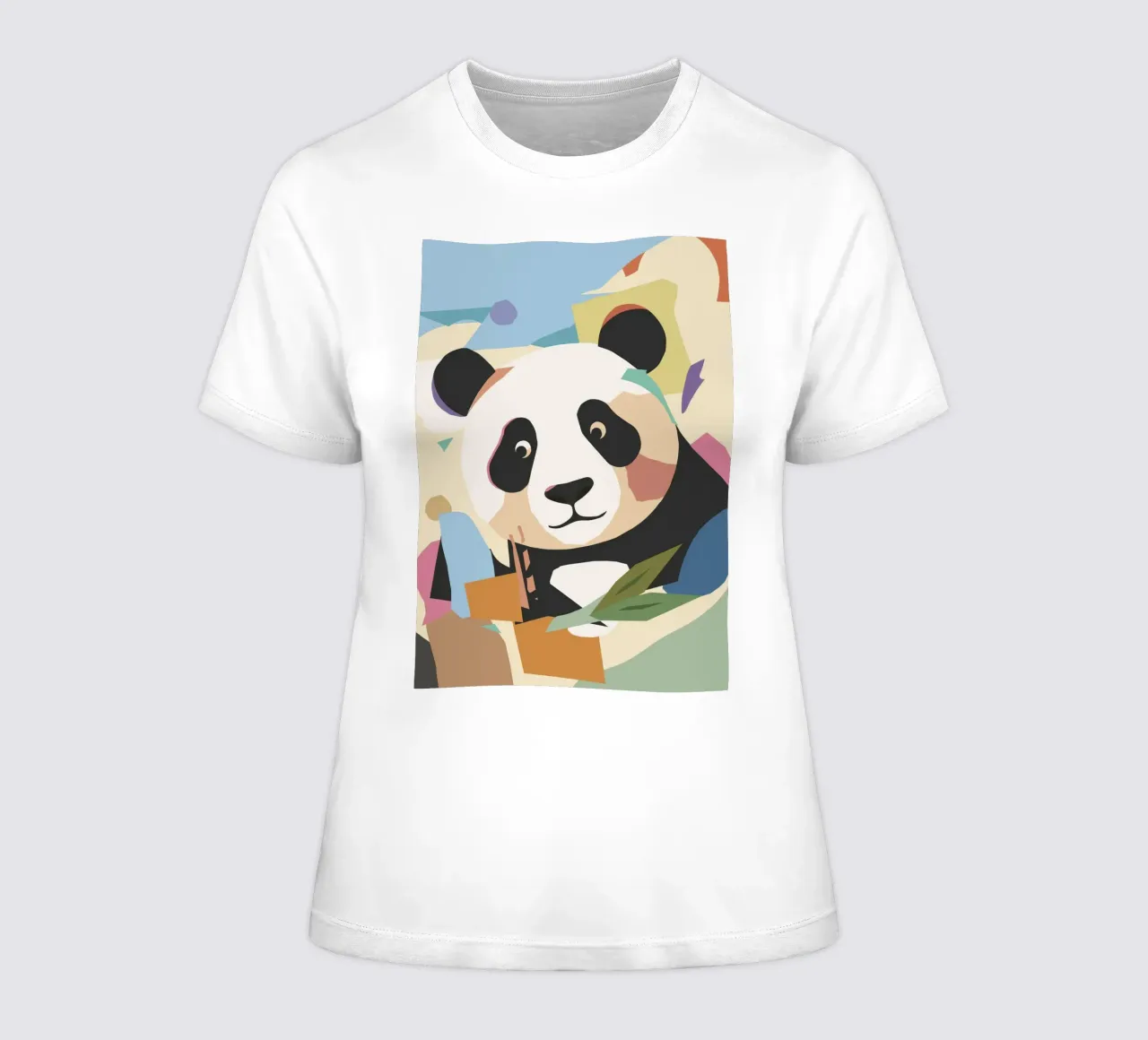 Un allegro panda in un moderno look collage t-shirt da donna da namosh