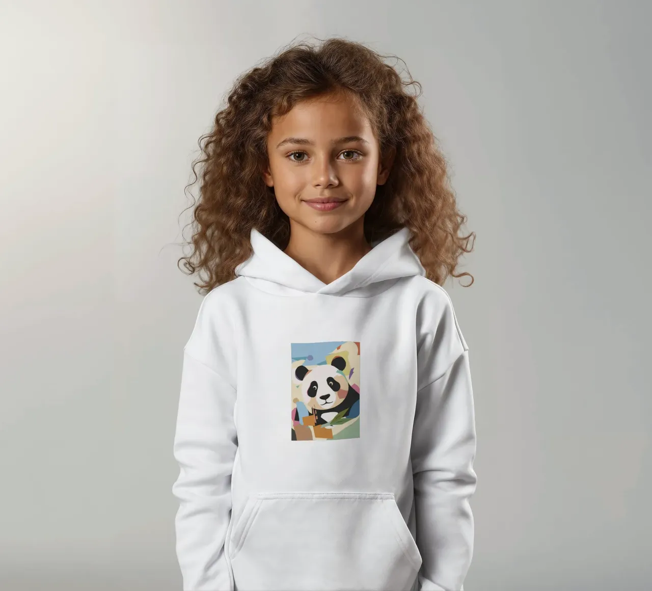 Un allegro panda in un moderno look collage felpa bambino con cappuccio da namosh