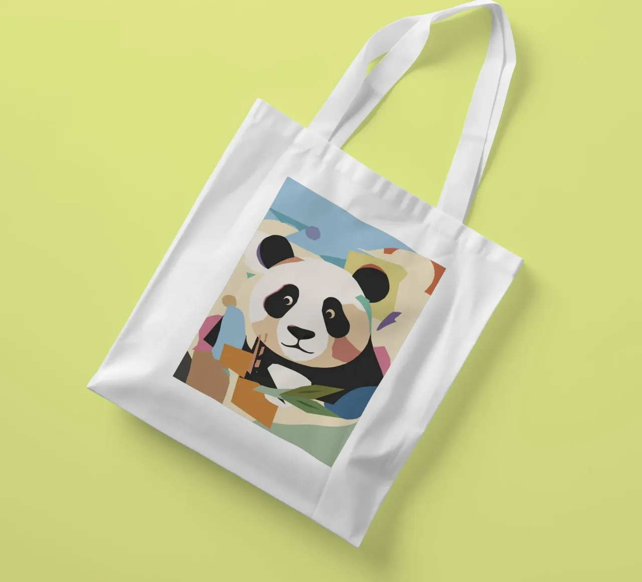Un allegro panda in un moderno look collage borsa in juta da namosh