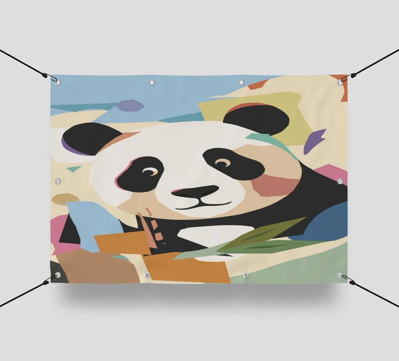 Un allegro panda in un moderno look collage telo in pvc da namosh