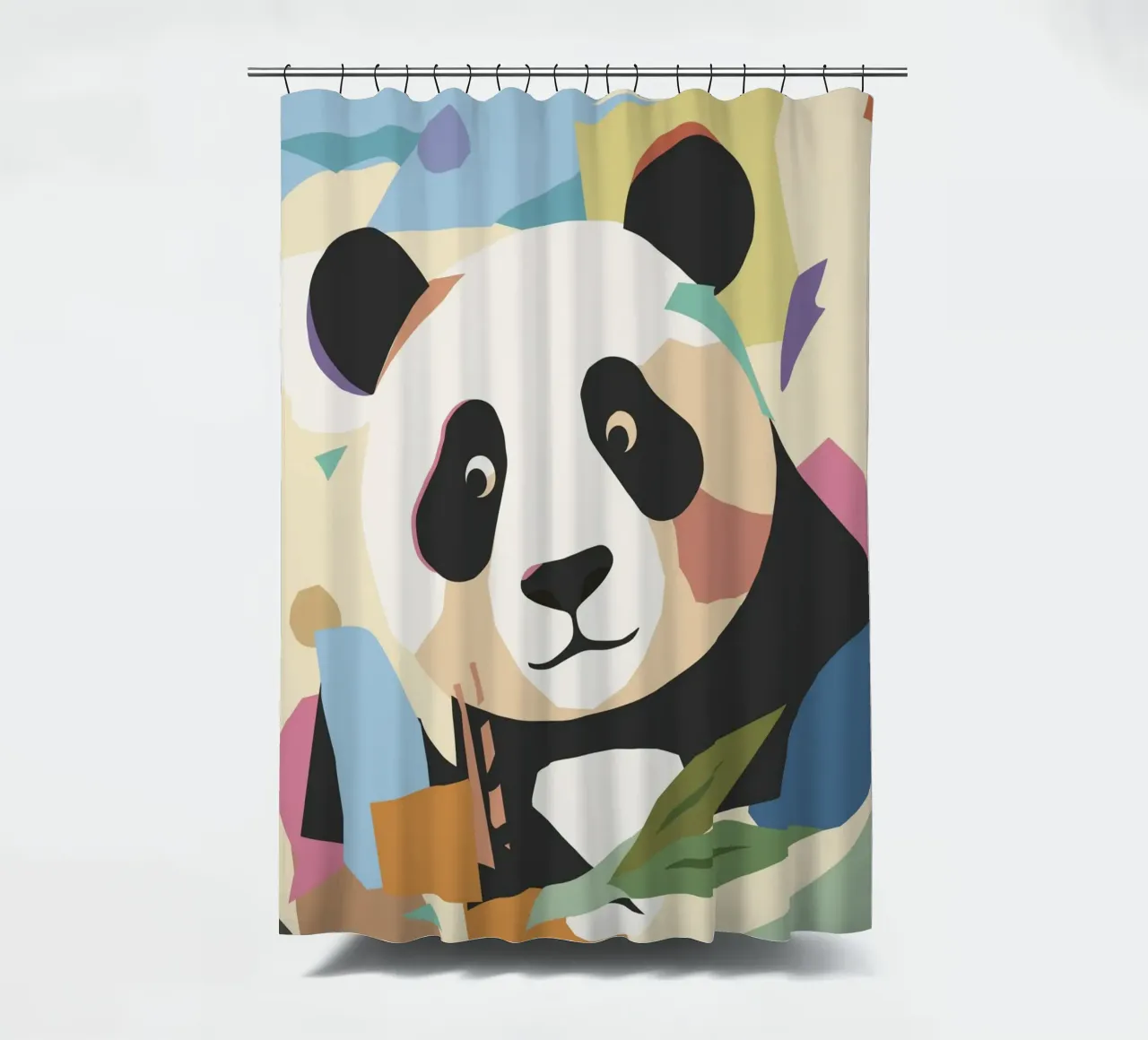 Un allegro panda in un moderno look collage tenda da doccia da namosh