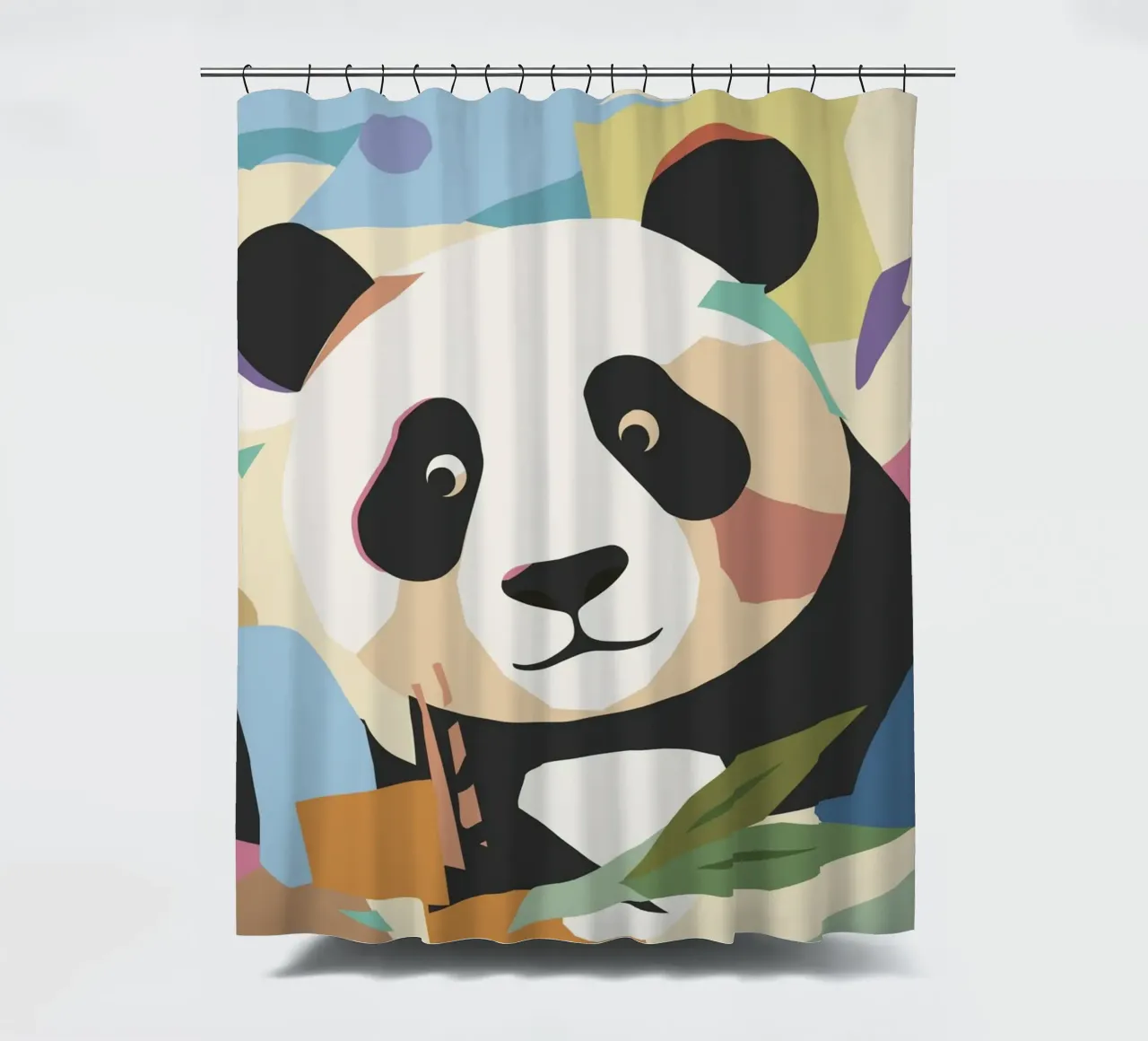 Un allegro panda in un moderno look collage tenda da doccia da namosh
