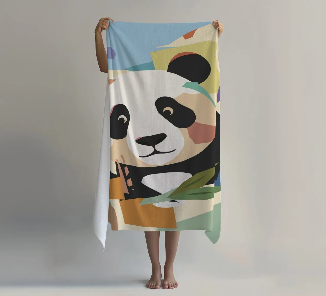 Un allegro panda in un moderno look collage telo mare da namosh