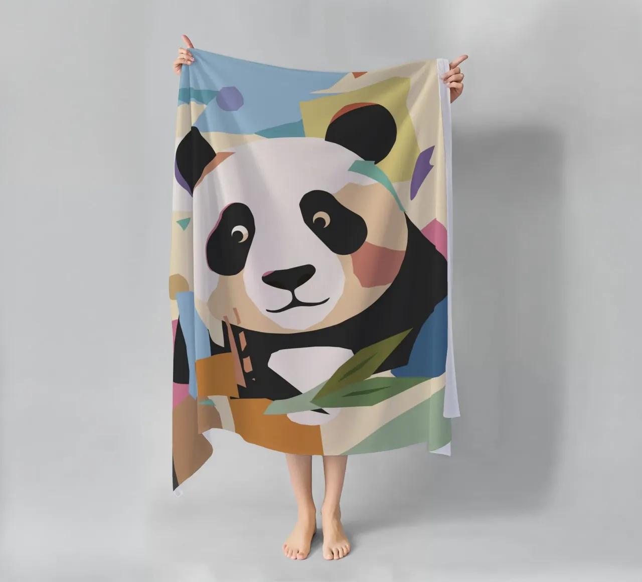 Un allegro panda in un moderno look collage telo mare da namosh