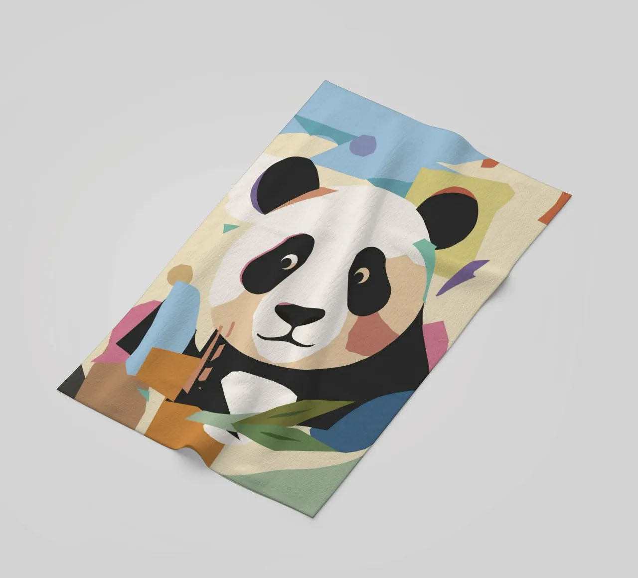 Un allegro panda in un moderno look collage telo mare da namosh