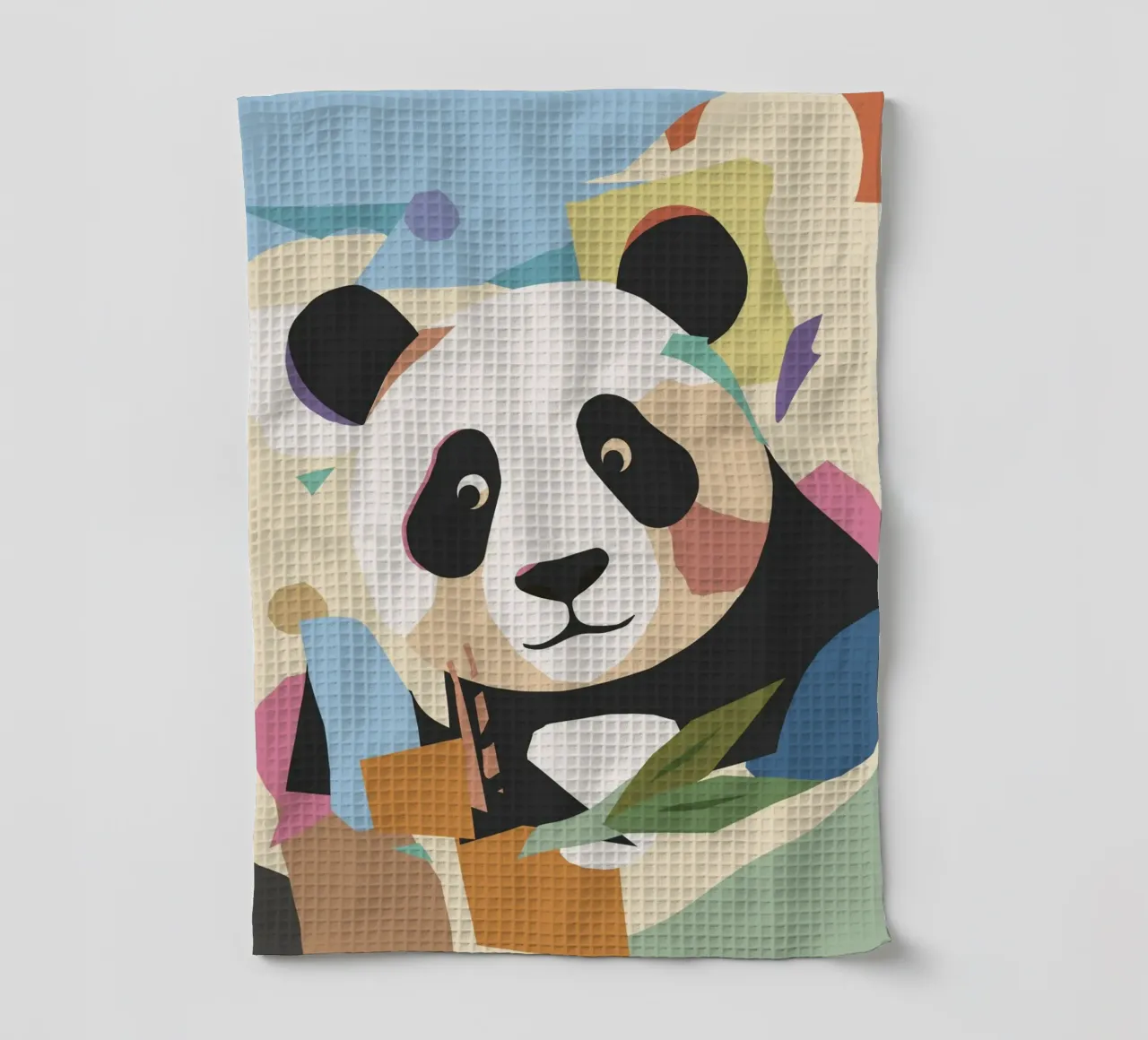 Un allegro panda in un moderno look collage canovaccio da cucina da namosh