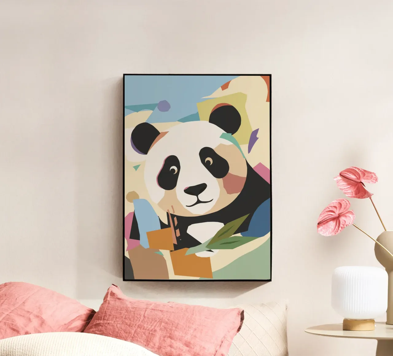 Un allegro panda in un moderno look collage plexiglass da namosh