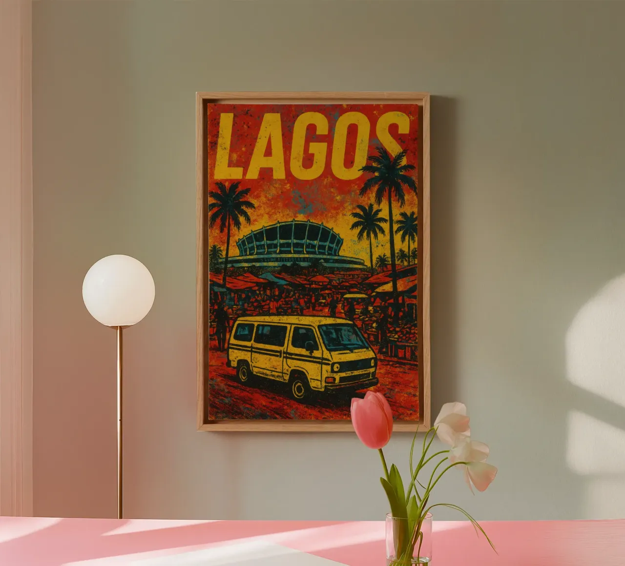 Lagos - Der pulsierende Puls Nigerias Leinwand mit Schattenfugenrahmen von JETLAG | affiches voyage