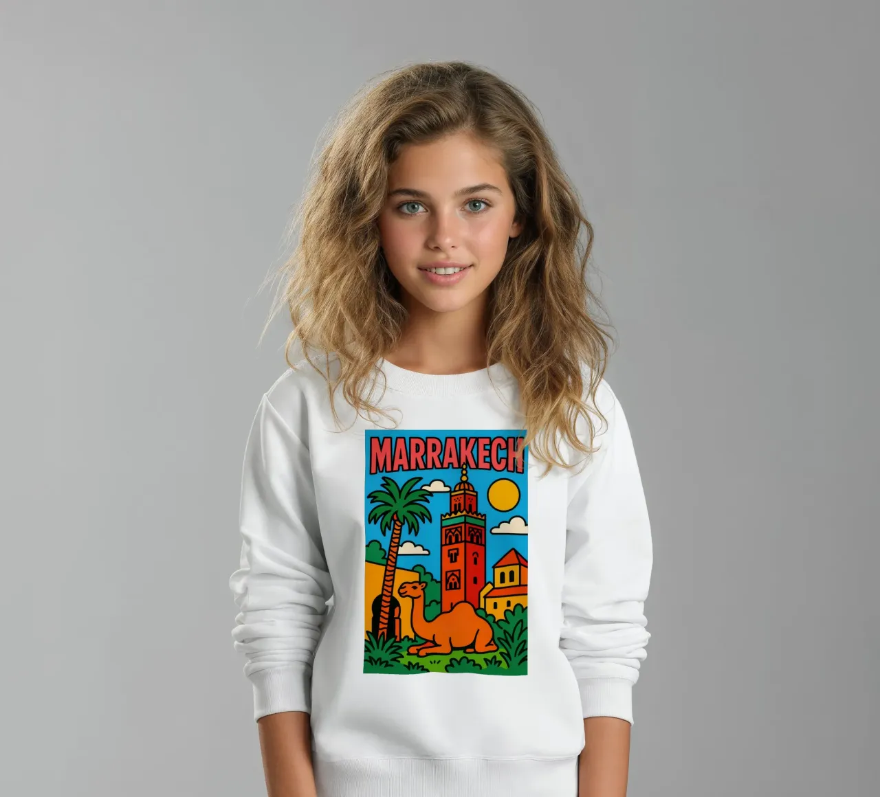 Marrakech - Il magico bagliore della città rossa felpa bambino da JETLAG | affiches voyage