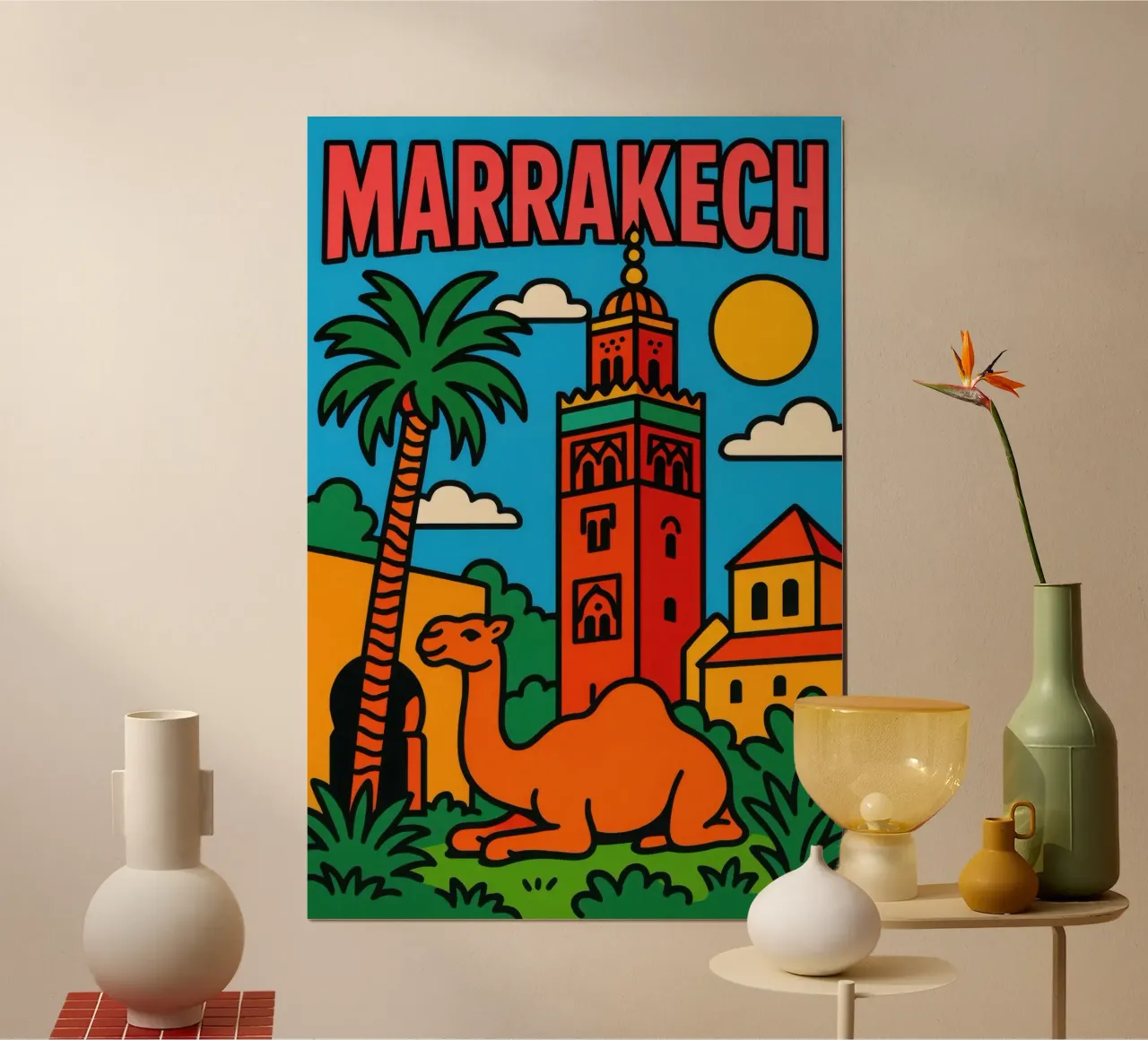 Marrakech - Il magico bagliore della città rossa poster con telaio in plastica da JETLAG | affiches voyage