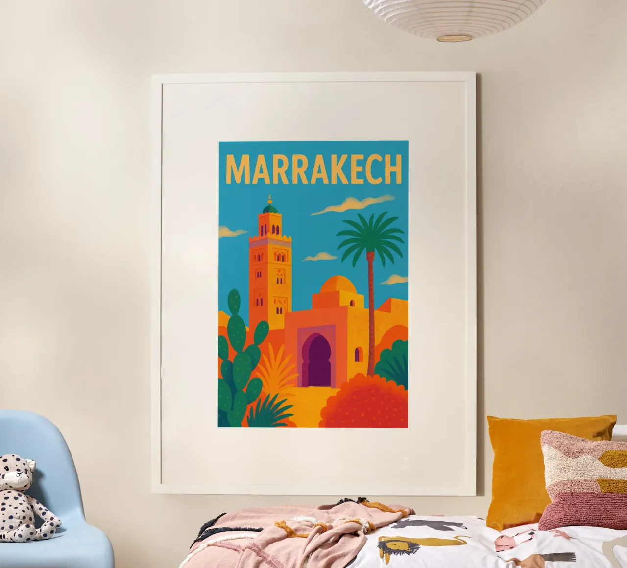 Marrakech – La douceur ensoleillée de la médina poster de JETLAG | affiches voyage