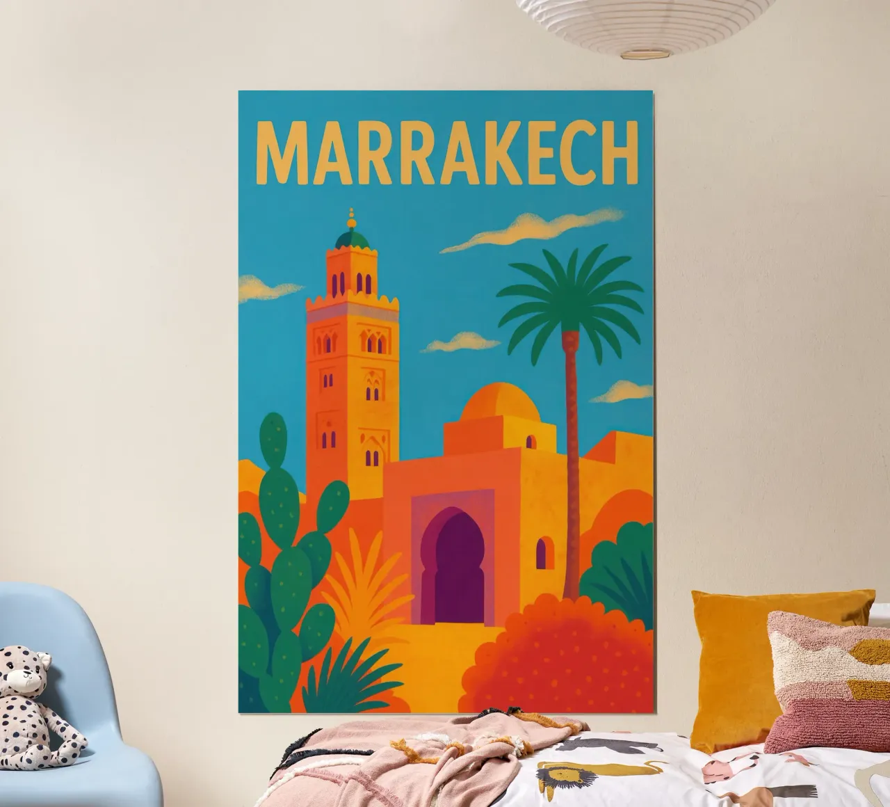 Marrakech – La douceur ensoleillée de la médina poster de JETLAG | affiches voyage