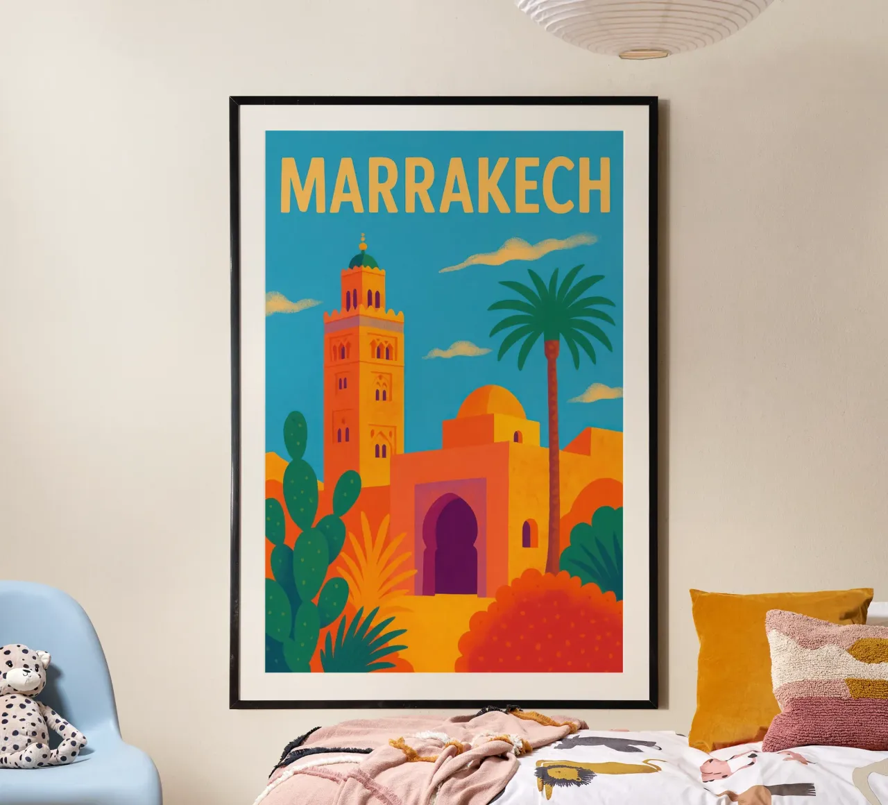 Marrakech – La douceur ensoleillée de la médina poster de JETLAG | affiches voyage