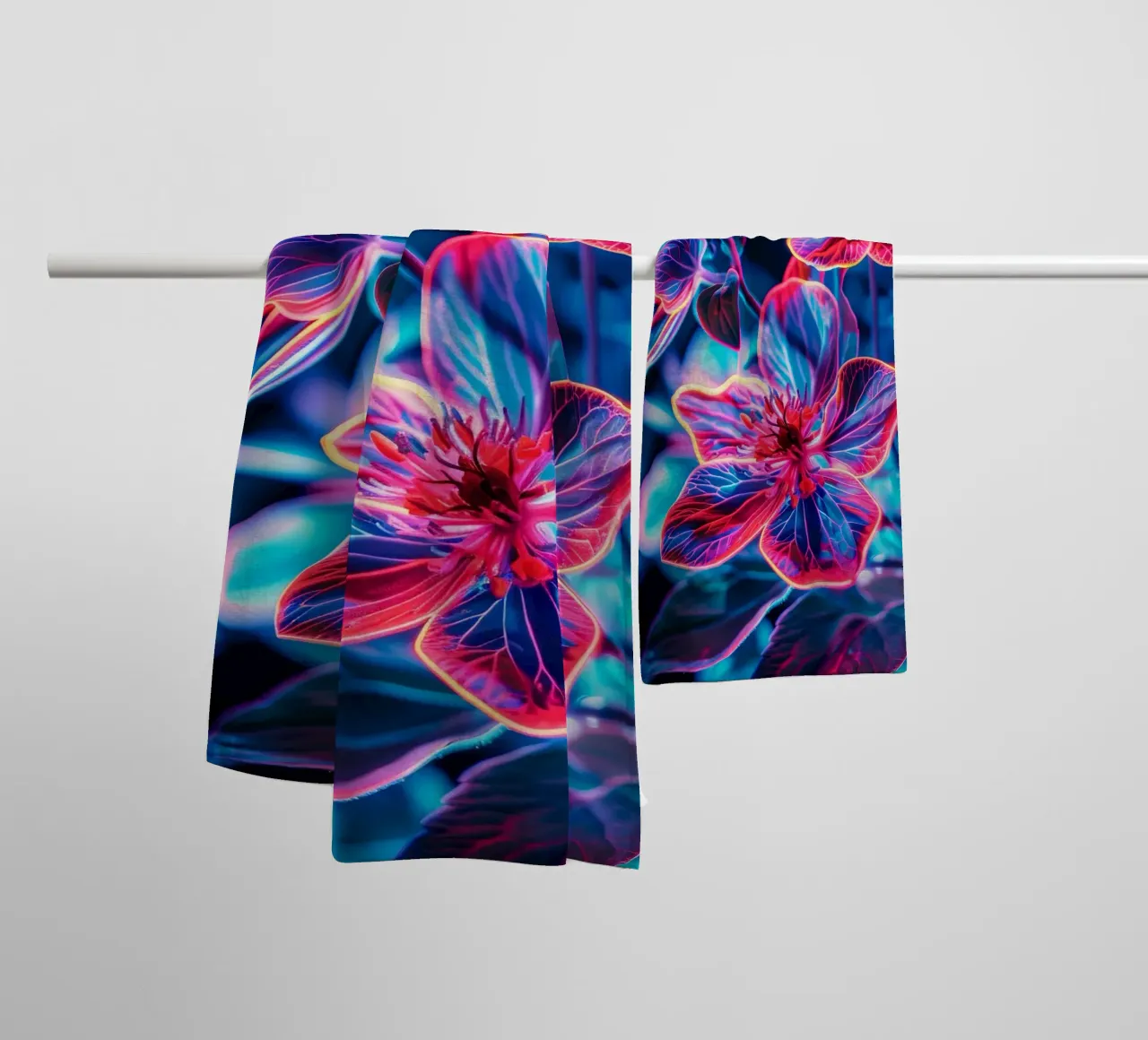 Flowers Neon A towel by Mateo