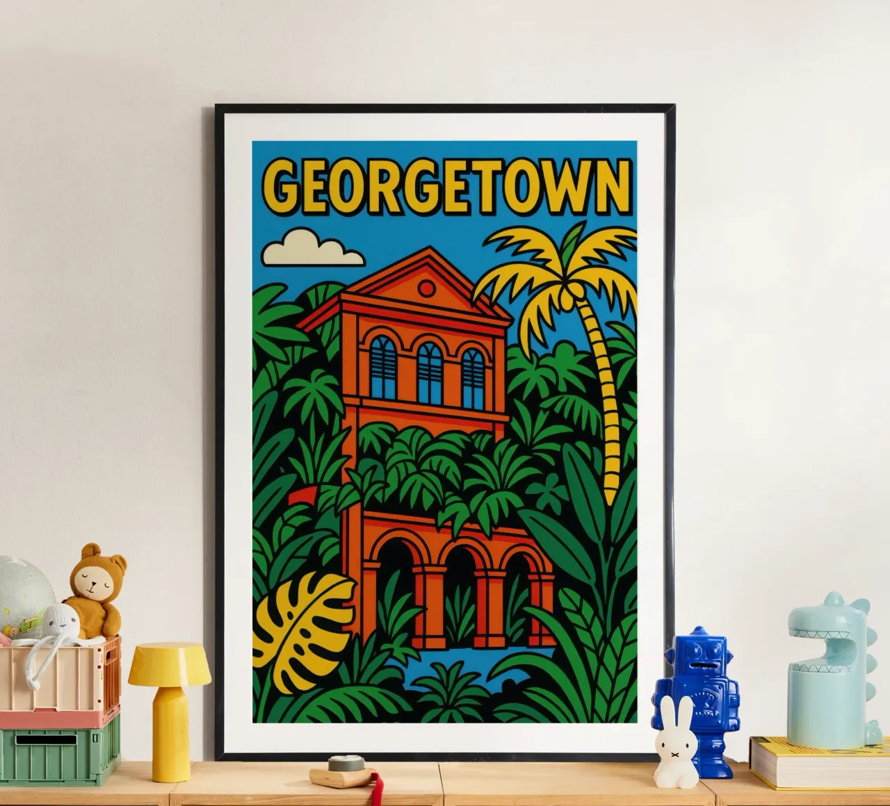 Georgetown - Una fuga tropicale nel cuore della storia poster con telaio in legno da JETLAG | affiches voyage