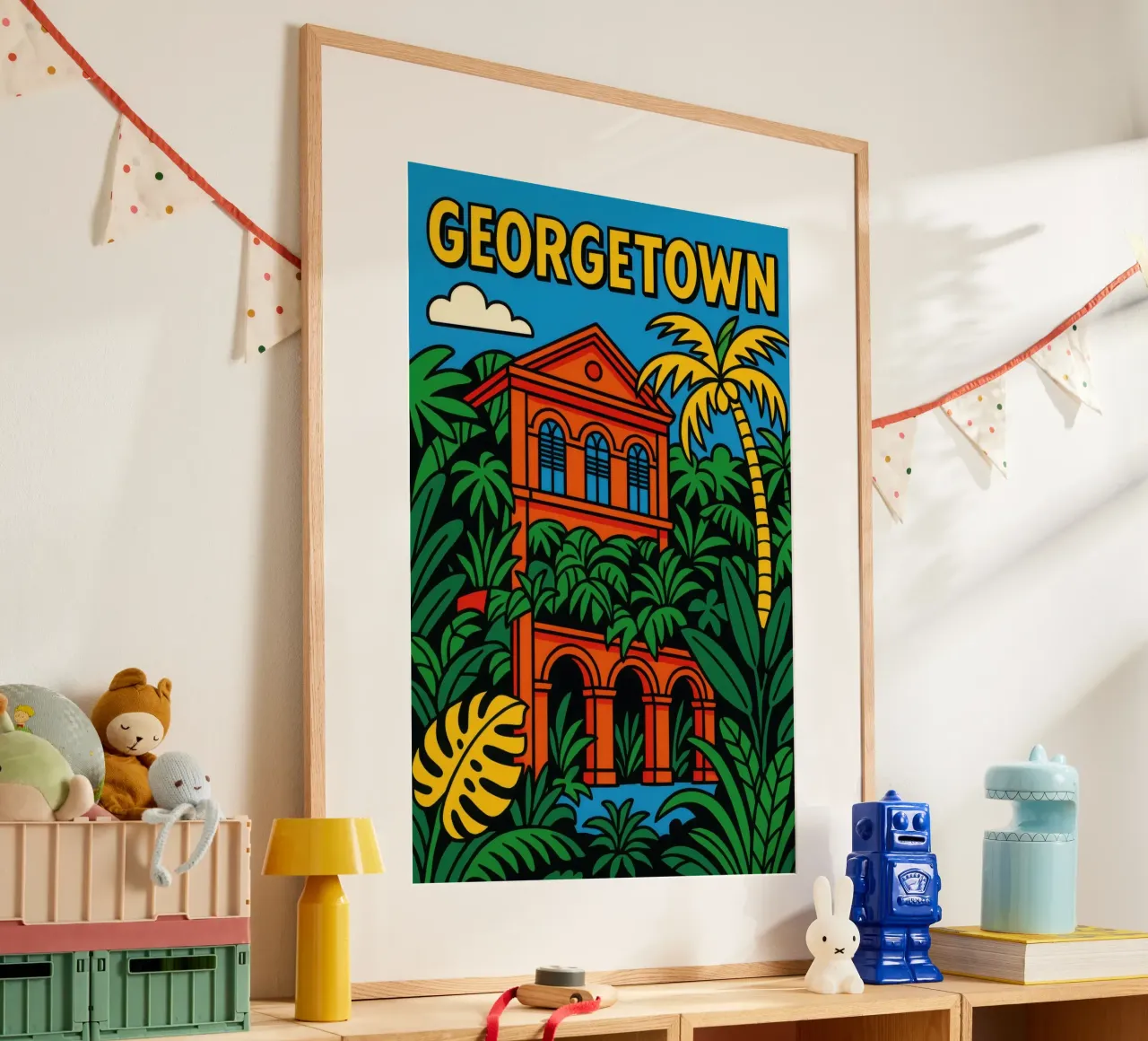 Georgetown - Una fuga tropicale nel cuore della storia poster con telaio in legno da JETLAG | affiches voyage